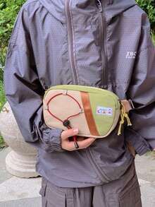 1 pieza Bolso de cintura de moda, bolso de pecho con bloques de color para adolescentes, bolso bandolera, bolso de almacenamiento para niños y niñas, bolso de pecho multifuncional, mini monedero, bolso bandolera deportivo, bolso de almacenamiento multiusos, bolso de viaje - Multicolor - Ver 5