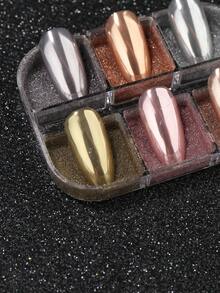 6 Grilles Poudre Miroir Magique Métallique pour Nail Art Poudre Holographique Scintillante Argent Champagne Doré Paillettes pour Ongles DIY Poudre de Frottage Pigment Décoration Manucure - Multicolore - Voir 5