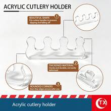 8mm Thick Transparent Acrylic Cutlery Holder, High Transparency Minimalist Design, Sturdy And Durable, Multi-Style Fork, Spoon And Knife Storage Rack, Suitable For Daily Dining, Ramadan And Eid Parties And Eid Table Decor. - Multicolor - View 9