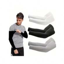 3 Pairs Unisex Breathable & Elastic Quick-Dry Arm Sleeves, Suitable For Daily Use, Sports, Cycling, Running, Summer Outdoor, Anti-UV Beach Essential - Multicolor - View 1