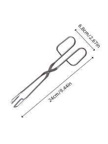 Powcan 1pc Stainless Steel Bread Tong; Heavy Duty Pastry Dessert Tong, Suitable For Home Baking And Restaurant Service; Features Hygienic One-Piece Springless Design, Non-Slip Handle And Rust-Resistant Stainless Steel Construction; Suitable For Handling Bread, Cakes, Salads, BBQ And Buffet Foods; Easy To Clean; Perfect For Home Kitchen, Bakery, BBQ Party And Commercial Catering Service; Essential Kitchen Tool For Professional Chefs And Home Cooks. - Silver - View 11