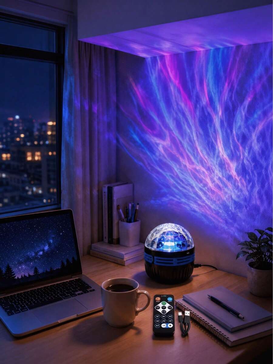 1pc[LED Atmosphere Light]Flowing Aurora Projection Lamp, USB Powered Multicolor Light Effects, Suitable For Dormitory, Children's Room, Room Decoration, Gift Occasions