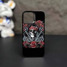 **Funda para móvil con diseño de calavera punk y rosa, compatible con Samsung, Apple, VIVO, OPPO, , Transsion, ,  y Honor. Fabricada en TPU, ofrece protección contra golpes y caídas. Un regalo ideal para amigos y familiares.** - Negro - Ver 6