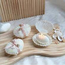 10pcs Seashell Candle Gift Set, Includes Seashell Scented Candles, Seashell Gift Boxes And Pink Ribbon Label Accessories, Perfect For Wedding, Bridal Shower And Beach Party Favors - White - View 2