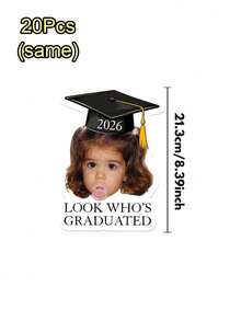 1/5/7/10/20Pcs Customizable Hand-Held Sign, Personalized With Photos, 2026 Graduation Cap Design, Graduation Party, Classroom Decor, Family Gathering, Graduation Gift Photo Props, Class Of 2026 - Multicolor - View 15