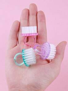 3/5/10 piezas Cepillo de uñas Cepillos de limpieza de uñas Anillos, Cepillo suave para eliminar el polvo para limpiar dedos y uñas de los pies, Herramienta mini de limpieza de uñas Colores adecuados para el verano - Multicolor - Ver 4