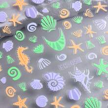 Summer Ocean-Themed Nail Stickers Featuring Colorful Seashells, Starfish, Conch, And Coral Patterns. These Summer Ocean-Themed Nail Decals Are Perfect For Girls' Nail Art Decorations. - Multicolor - View 3