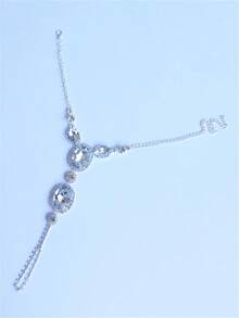 1pc Sexy Rhinestone Leg Chain Women's Evening Party Dress Accessory - Silver - View 3