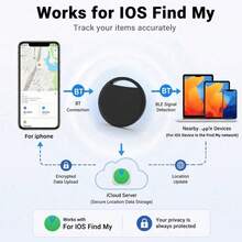 RSH AirTags 4入組鑰匙尋找器，智慧標籤兼容 Find My APP（僅支援 Apple 行動系統，不支援 Android），迷你智慧標籤防止鑰匙、背包、行李箱遺失（不支援 Android） - 黑色 - 查看 7
