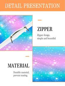 2/3件套夢幻漸層星空被套組，單人/雙人/Queen/King床品套裝，3D印花卡通床單被套，適合女孩、兒童、青少年，1件被套 + 1/2件枕套，四季通用，拉鍊開合（不含填充物），100%聚酯纖維 - 彩色 - 查看 7