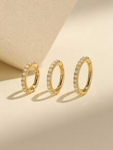 SereneSpark 1 chiếc bông tai vòng huggie nhỏ mạ vàng 18K bạc sterling 925 đính đá opal pave, không gây dị ứng chống xỉn màu, size 6/7/8mm, đeo được cho helix, tragus, conch và dái tai, bông tai xếp chồng thanh lịch cho hằng ngày, công sở, đám cưới, tiệc tùng và du lịch, quà sinh nhật và quà cưới lý tưởng cho nàng - Vàng - Xem 7