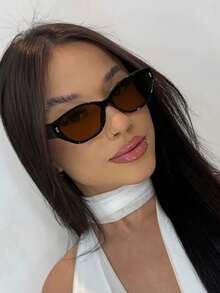 1 PC Women's Oval Cat Eye Lightweight Frame Fashion Glasses Protection Retro Style For Outdoor - Multicolor - View 1