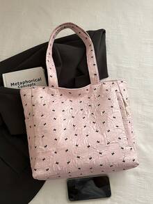 New Women's Large Capacity Casual Commuter Shoulder Bag, Lightweight Minimalist Handbag, Fashionable Versatile Tote Bag - Pink - View 3
