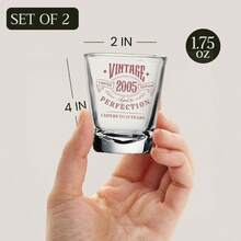 Juego de 2 vasos de chupito clsico de 2004, 1. onzas cada, estampado de oro rosa, decoraciones de feliz cumpleaos 21 para ella y l, regalo nico para hombres y mujeres, vidrio de chupito - ORO ROSA - Ver 4