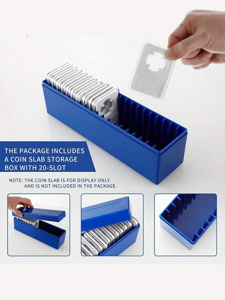 1pc 20-Coin Slots Storage Case With Organized Compartments, Capacity Durable Plastic Organizer For PCGS, NGC, PCCB And PMGab Slabs, For Professional Collectors And Dealers, Numismatic Professionals(Only Storage Case,Not Included Coin Slab) - Multicolor - View 1