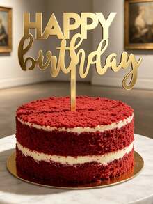 3 piezas Adorno de pastel de pie de PMMA dorado con tipografía dual Feliz Cumpleaños, combinación de mayúsculas negritas y cursiva elegante en dorado espejo, adorno multiusos para cumpleaños de niños y adultos, decoración de fiesta en casa y repostería - A - Ver 4