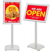 Roll Up BannersHeavy Duty Standing Sign Holder 11x17 Inch - Pedestal Floor Sign Stand With Weighted Base - Vertical Horizontal View Poster/Menu Holder For Indoor/Outdoor Business Store Advertising Silver - Sliver - View 8