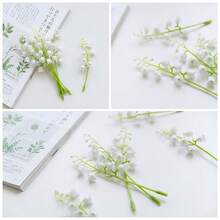 22 pièces de fleurs de marguerites blanches artificielles fraîches avec des fleurs de clochettes blanches réalistes et des tiges vertes, marguerites blanches en plastique, convenant pour les couronnes, les bouquets, les mariages, la décoration de la maison, Pâques, la Saint-Valentin et la Fête des Mères - Multicolore - Voir 9
