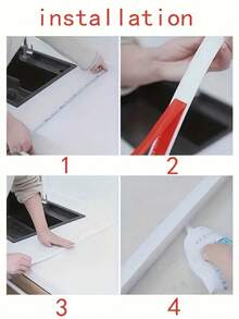 1pc Silicone Self-Adhesive Kitchen Sink Edge Water Barrier Strip, 1m/2m Bathroom Basin Countertop Waterproof Strip, Home Use Self-Adhesive Water Barrier Strip - Multicolor - View 9