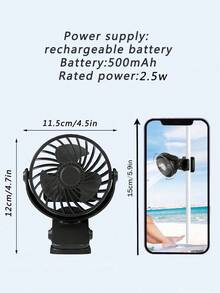 Portable Clip On Fan Rechargeables 720 ° Adjustable With LED Lights Small Desk Fan, Small Powerful 3 Speed Quiet, USB Rechargeable Mini Personal Cooling Fan For Desk Table Home Office Stroller Camping Women Gifts - New 2 - View 8