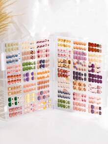 1 pieza/2 piezas Caja de almacenamiento de arte de uñas a prueba de polvo de gran capacidad, tablero de exhibición de uñas portátil, caja de almacenamiento de maquillaje de plástico transparente, suministros de uñas con 1 rollo de cinta adhesiva, accesorios de belleza, herramientas de salón de uñas, decoración de habitación - transparente - Ver 5