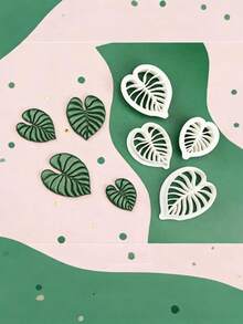 1/4pcs Monstera Heart-Shaped Leaf Polymer Clay Cutter (30-45mm) - Bohemian Style Handmade Tool, Suitable For DIY Earrings, Jewelry Pendants And Handmade Accessories - White - View 1