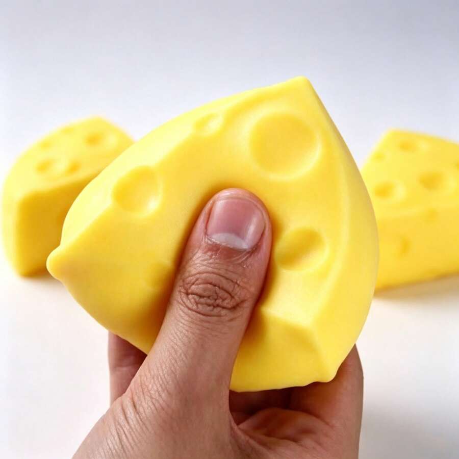 1pc Soft Triangular Cheese Squeeze Toy, TPR Material, Slow Rebound Texture, Moldable Stress Relief Toy, Suitable For Teenagers, Adults, Birthday, Holiday Gifts, Desktop Decor, Prank Props, Home Decoration