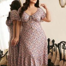 dagjydgfyja Côtesoire Camisón largo de punto floral elegante y romántico estilo francés, talla grande - Multicolor - Ver 2