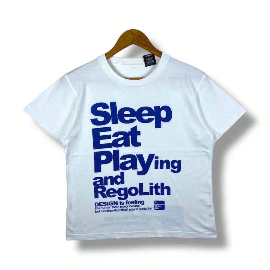 2026 Summer New Arrival Unise Rare!!Japanese Brand REGOLITH Sleep Eat Play Graphic Tee Shirt Size 2 Summer Top Goth Cotton Tops For Women Streetwear Hip Hop Cotton T-Shirt Women Preppy Style Cotton T-Shirt Y2k - White - View 1