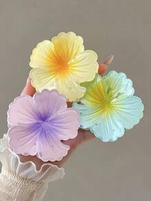3件/6件組 女款漸層色花卉髮爪夾，大號髮爪，夏季海灘度假風髮飾，實際產品包裝不含紙卡 - 彩色 - 查看 13
