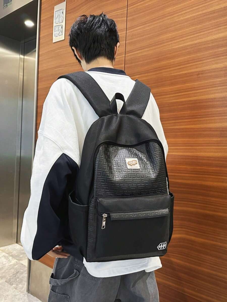 1個男童女童尼龍拉鍊開合休閒後背包 學生書包 適合四季日常使用