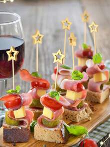 Palillos para Cócteles con Estrella Dorada, Brochetas de Alimentos con Estrella Hueca Brillante con Partes Superiores Decorativas Elegantes para Frutas, Aperitivos, Cupcakes, Postres y Mesas de Fiesta, Ideales para Bodas, Cumpleaños, Aniversarios, Navidad, Año Nuevo y Decoración de Celebraciones Festivas - Multicolor 2 - Ver 7