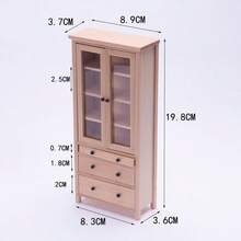 1件迷你家具 書架 抽屜櫃 落地櫃 多層收納櫃 娃娃屋迷你家具模型 1:10比例 迷你場景家具模型裝飾 - 3種實木櫃子 - 查看 15