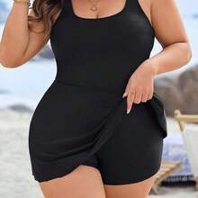 dahkjdgajy Swim Lushoire Vestido de baño de una pieza con escote cuadrado, talla grande, para vacaciones de playa en verano - Marrón - Ver 2