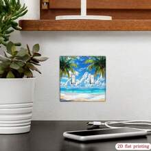 1pc Palm Tree Beach Ocean Style Switch Panel, 2D Flat Taco Design, Installation, Suitable For Single/Double Switch Sockets, Home Office Wall Decor - A - View 7