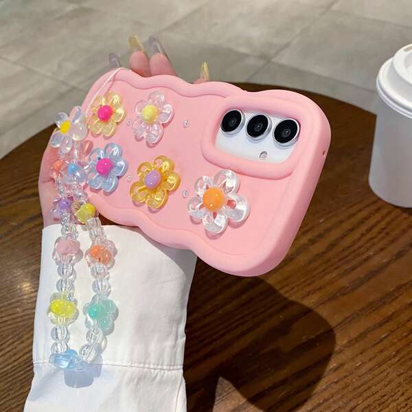 Macaron Cream Liquid Silicone Shockproof Anti-Slip Phone Case With Wrist Strap, Suitable For IPhone 17/17 Air/17 Pro/17 Pro Max/16/16 Pro/16e/16 Plus/16 Pro Max/15 Pro Max/15 Pro/15 Plus/15/14/14 Pro/14 Plus/14 Pro Max/13/13 Pro/13 Pro Max And A16/A26/A36/A32/A55/A56/S26U/S25/24P/A56/16/26, Android Phones
