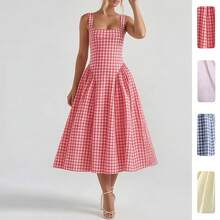 New Spring & Early Summer Women's Dress, Retro Polka Dot Strapless Elegant Dress - 30541-黃色 - 查看 4