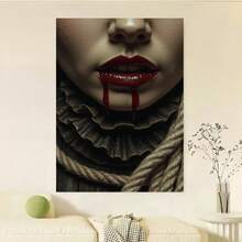 Enmarcado 1  de pared enmarcado - Diseño dramático de labios y cuerdas, decoración moderna y clásica para el hogar, ideal para sala de estar, dormitorio, oficina o comedor. Idea de regalo única para cumpleaños, fiestas o cualquier ocasión especial. - Enmarcado - Ver 2