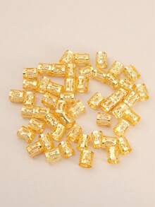 50pcs Metal Hollow Dreadlock Decorative Hair Rings Suitable For Women's Daily Use,Claw Clips - Gold - View 1