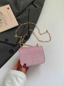 Bolsa Mini Estilo Menina Delicada, Flor de Rosa 3D em Tela Requintada e , Decoração de Laço de Couro Adiciona Doçura, Múltiplas Cores Disponíveis (Preto / Rosa / Azul / Branco) Adequado para Diferentes Estilos de Roupas, Corrente de Metal Pode Ser Usada Transversalmente ou Sob o Braço, O Corpo da Bolsa Pequena Pode Conter Batom, Fones de Ouvido e Outros Itens Pequenos, Adequado para Saídas Diárias, Encontros, Reuniões, Combinando com Vestidos e Outras Cenas, Etéreo e na Moda. - Multicolorido - Visão 8