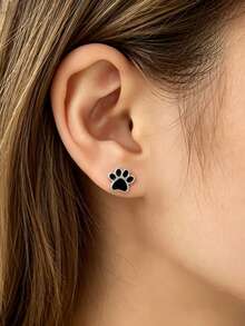 Cute Cat/Dog Paw Print Earrings, Perfect Accessory For Pet Lovers And Girls - Red - View 2