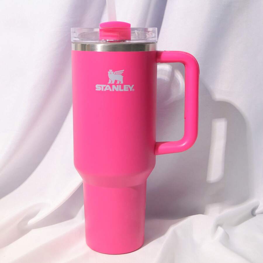 Stanley 40oz Hot Pink Vacuum Insulated Cup, Leakproof Tumbler With Lid For Office & Outdoor - 玫瑰紅 - 查看 1