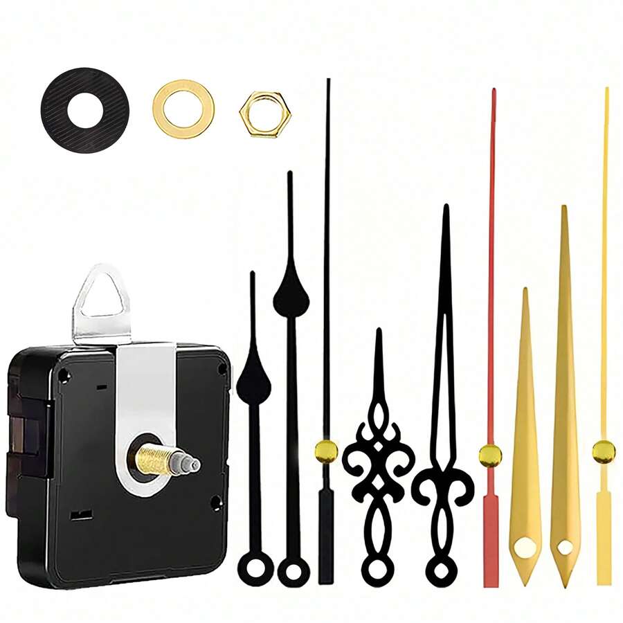 DIY Clock Repair Kit, Replacement Parts, Suitable For Home And Office Decor, Gift For Clock Enthusiasts, 1 Set Quartz Clock Movement Kit With 3 Pairs Of Clock Hands, 3 Shaft Lengths: 16mm, 20mm, 23mm