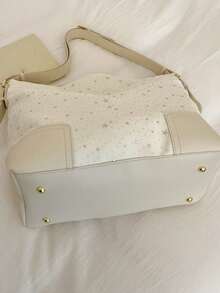 復古女款單肩托特包，簡約百搭，適合通勤、上學與購物 - 白色 - 查看 8