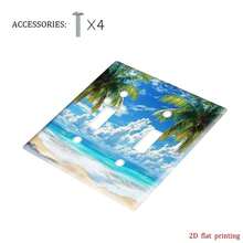 1pc Palm Tree Beach Ocean Style Switch Panel, 2D Flat Taco Design, Installation, Suitable For Single/Double Switch Sockets, Home Office Wall Decor - A - View 8
