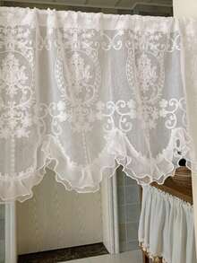 1PC Rod Pocket Window Decoration Short Sheer Curtain, Light Filtering French Style Window Sheer Curtain, Window Valance Half Curtain - White - View 10