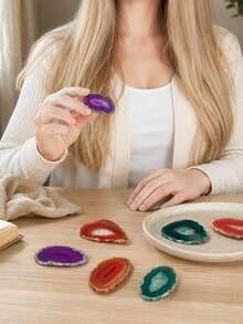 Exquisite Red, Green, Purple Agate Slice Set (With Gift Box) - Authentic Healing Stones For Chakra Balancing, Reiki Therapy And Positive Energy. Unique Birthday And Holiday Gift For Gemstone Collectors, Stunning Desktop Decor - Multicolor - View 4