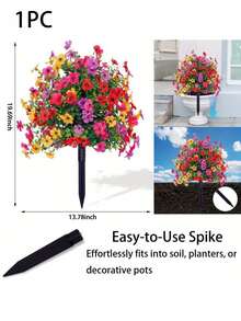 2pcs Artificial Upright Plant Ground Stakes, Faux Daisy Eucalyptus, Suitable For Outdoor, Spring/Summer, Porch, Home, Balcony, Patio, Garden, Yard, Centerpiece, Vase, Year-Round Use, Wedding, Party, Bedroom, Graduation Gift, Birthday Gift, DIY, Wreath, Home Decor - Multicolor - View 13