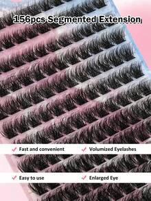 13 Rows D Curl 3D Voluminous Fluffy Thick Lightweight Soft DIY Lash Clusters For Eyelash Extensions, Beginner Friendly, Reusable, Easy To Apply, Suitable For Daily, Date, Party And Other Occasions - D - View 4