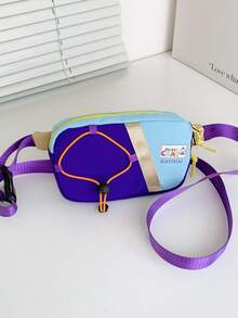 1 pieza Bolso de cintura de moda, bolso de pecho con bloques de color para adolescentes, bolso bandolera, bolso de almacenamiento para niños y niñas, bolso de pecho multifuncional, mini monedero, bolso bandolera deportivo, bolso de almacenamiento multiusos, bolso de viaje - Multicolor - Ver 14